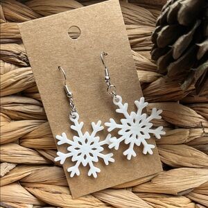 White Snowflake Earrings
